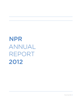 Npr Annual Report 2012