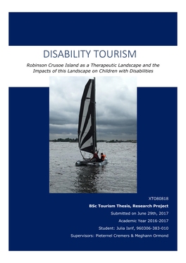 DISABILITY TOURISM Robinson Crusoe Island As a Therapeutic Landscape and the Impacts of This Landscape on Children with Disabilities