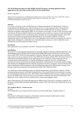 And Soil Taxonomy: an Initial Appraisal of Their Application to the Soils of the Northern Rivers of New South Wales