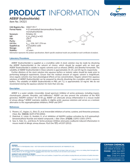 PRODUCT INFORMATION AEBSF (Hydrochloride) Item No