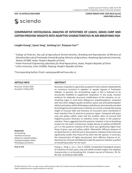 Comparative Histological Analysis of Intestines of Loach, Grass Carp and Catfish Provide Insights Into Adaptive Characteristics in Air-Breathing Fish