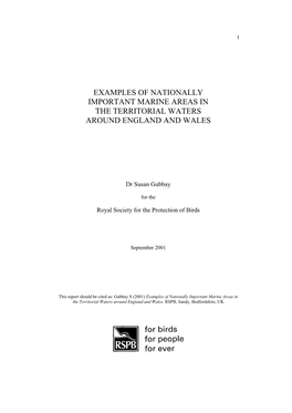 Examples of Nationally Important Marine Areas in the Territorial Waters Around England and Wales