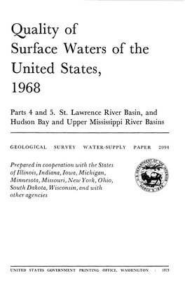 Quality of Surface Waters of the United States, 1968