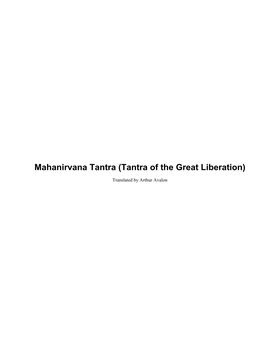 Mahanirvana Tantra (Tantra of the Great Liberation)