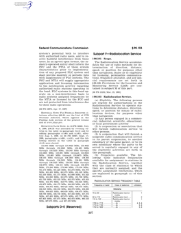 307 Subparts D–E [Reserved] Subpart F—Radiolocation Service