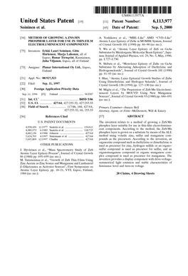 United States Patent (19) 11 Patent Number: 6,113,977 Soininen Et Al