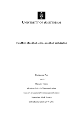 The Effects of Political Satire on Political Participation