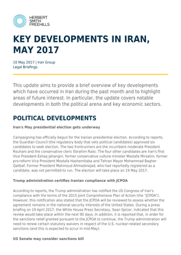 Key Developments in Iran, May 2017