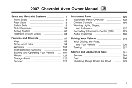 2007 Chevrolet Aveo Owner Manual M