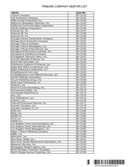 Tribune Debtor List