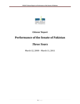 PILDAT Citizens Report on Performance of the Senate of Pakistan