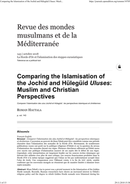 Comparing the Islamisation of the Jochid and Hülegüid Uluses: Muslim and Christian Perspectives