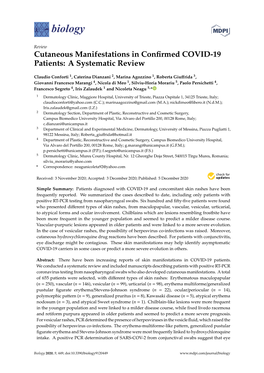 Cutaneous Manifestations in Confirmed COVID-19 Patients