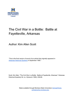 The Civil War in a Bottle: Battle at Fayetteville, Arkansas