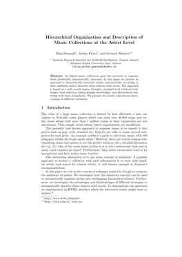 Hierarchical Organization and Description of Music Collections at the Artist Level