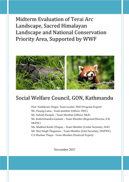 Midterm Evaluation of Terai Arc Landscape, Sacred Himalayan Landscape and National Conservation Priority Area, Supported by WWF