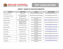 List of Key Legislators