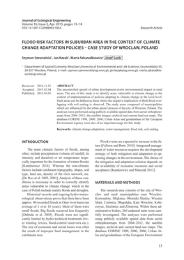 Flood Risk Factors in Suburban Area in the Context of Climate Change Adaptation Policies – Case Study of Wroclaw, Poland