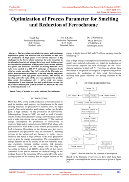 Optimization of Process Parameter for Smelting and Reduction of Ferrochrome