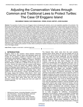 Adjusting the Conservation Values Through Common and Traditional Laws to Protect Turtles: the Case of Enggano Island