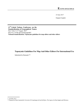 Toponymic Guidelines for Map and Other Editors for International Use