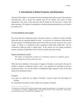 Robot Geometry and Kinematics