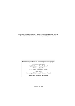 Ear Decompositions of Matching Covered Graphs Relat Orio T Ecnico IC{98-03