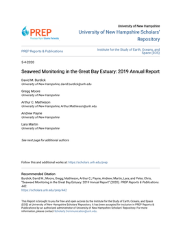 Seaweed Monitoring in the Great Bay Estuary: 2019 Annual Report