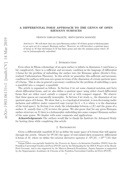 A Differential Form Approach to the Genus of Open Riemann Surfaces 3
