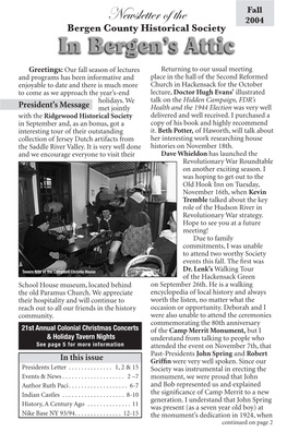 Newsletter of the 2004 Bergenbergen County Historical Society