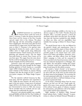 John C. Greenway, the Ajo Experience