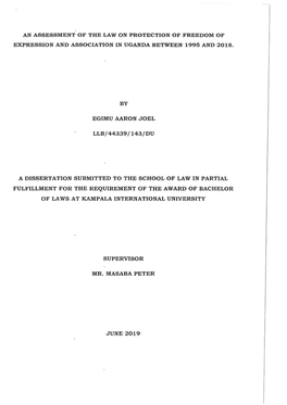 An Assessment of the Law on Protection of Freedom of Expression and Association in Uganda Between 1995 and 2018