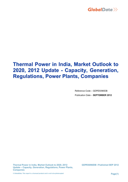 Thermal Power in Sweden, Market Outlook to 2020, 2011 Update