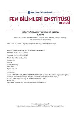 Flora of Acarlar Longoz (Floodplain) (Sakarya) and Its Surroundings