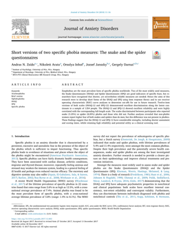 The Snake and the Spider Questionnaires