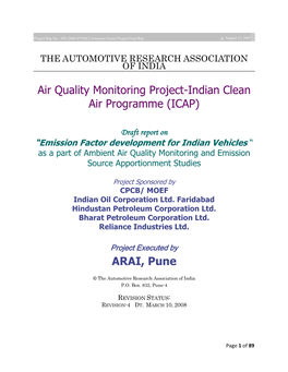 Report on Emission Factor Development for Indian Vehicles