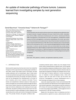 An Update of Molecular Pathology of Bone Tumors. Lessons Learned from Investigating Samples by Next Generation Sequencing