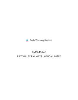 RIFT VALLEY RAILWAYS UGANDA LIMITED Early Warning System FMO-45940 RIFT VALLEY RAILWAYS UGANDA LIMITED