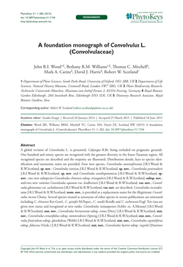 ﻿A Foundation Monograph of Convolvulus L. (Convolvulaceae)
