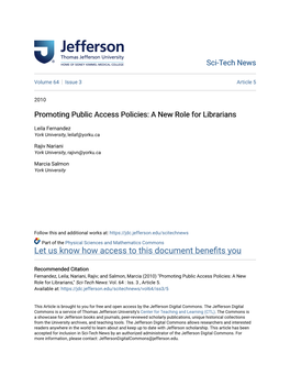 Promoting Public Access Policies: a New Role for Librarians