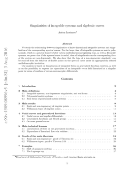 Singularities of Integrable Systems and Algebraic Curves