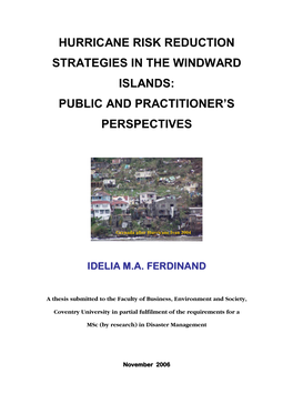 Hurricane Risk Reduction Strategies in the Windward Islands: Public and Practitioner’S Perspectives