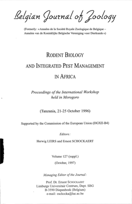 RODENT BIOLOGY and Lntegrated PEST MANAGEMENT