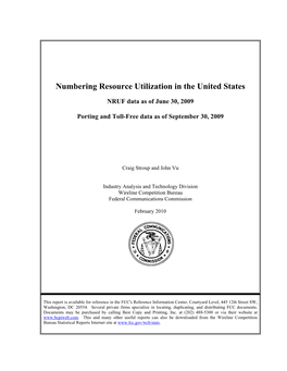 Numbering Resource Utilization in the United States