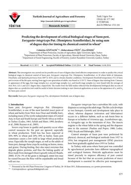 Predicting the Development of Critical Biological Stages of Sunn Pest, Eurygaster Integriceps Put