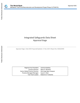 Mindanao Trust Fund-Reconstruction and Development Project Phase II (P164019)