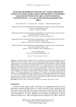 Analysis of Habitat Changes of Caspian Red Deer