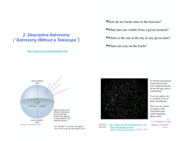 2. Descriptive Astronomy (“Astronomy Without a Telescope”)