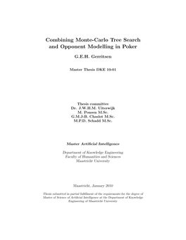 Combining Monte-Carlo Tree Search and Opponent Modelling in Poker