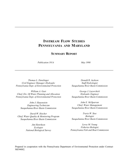 Instream Flow Studies Pennsylvania and Maryland